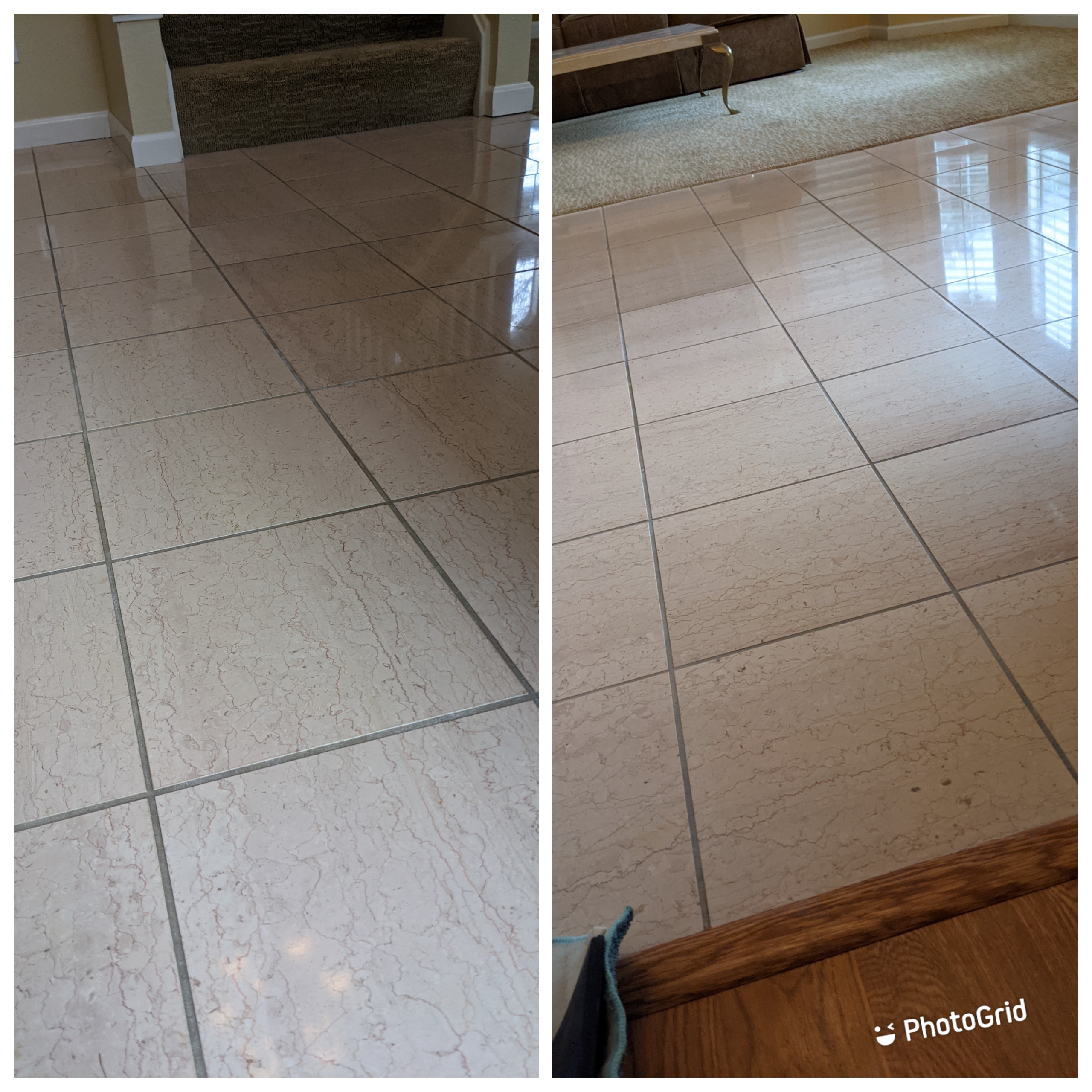 Natural stone polishing before and after
